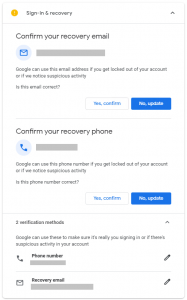 Sign in and recovery