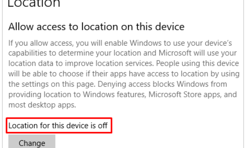 Verify global location access is off