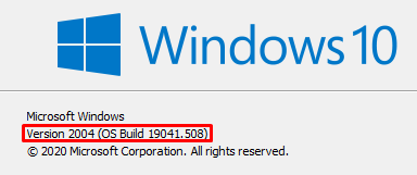Windows 10 version and OS build