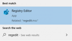 Open Windows 10 registry editor