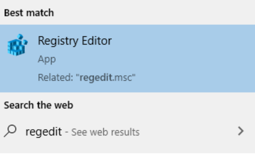 Open Windows 10 registry editor