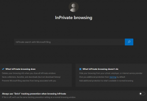 InPrivate browsing features