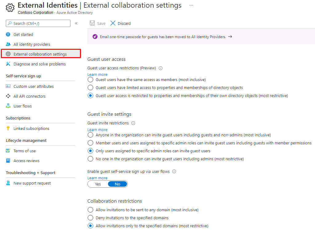 External Collaboration Settings