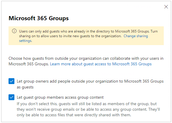 Configure Microsoft 365 Groups for guest access