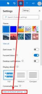 View all Outlook settings
