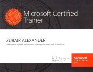 Zubair Alexander - Microsoft Certified Trainer Certificate