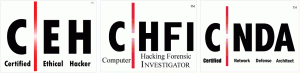 CEH, CHFI, and CNDA logos
