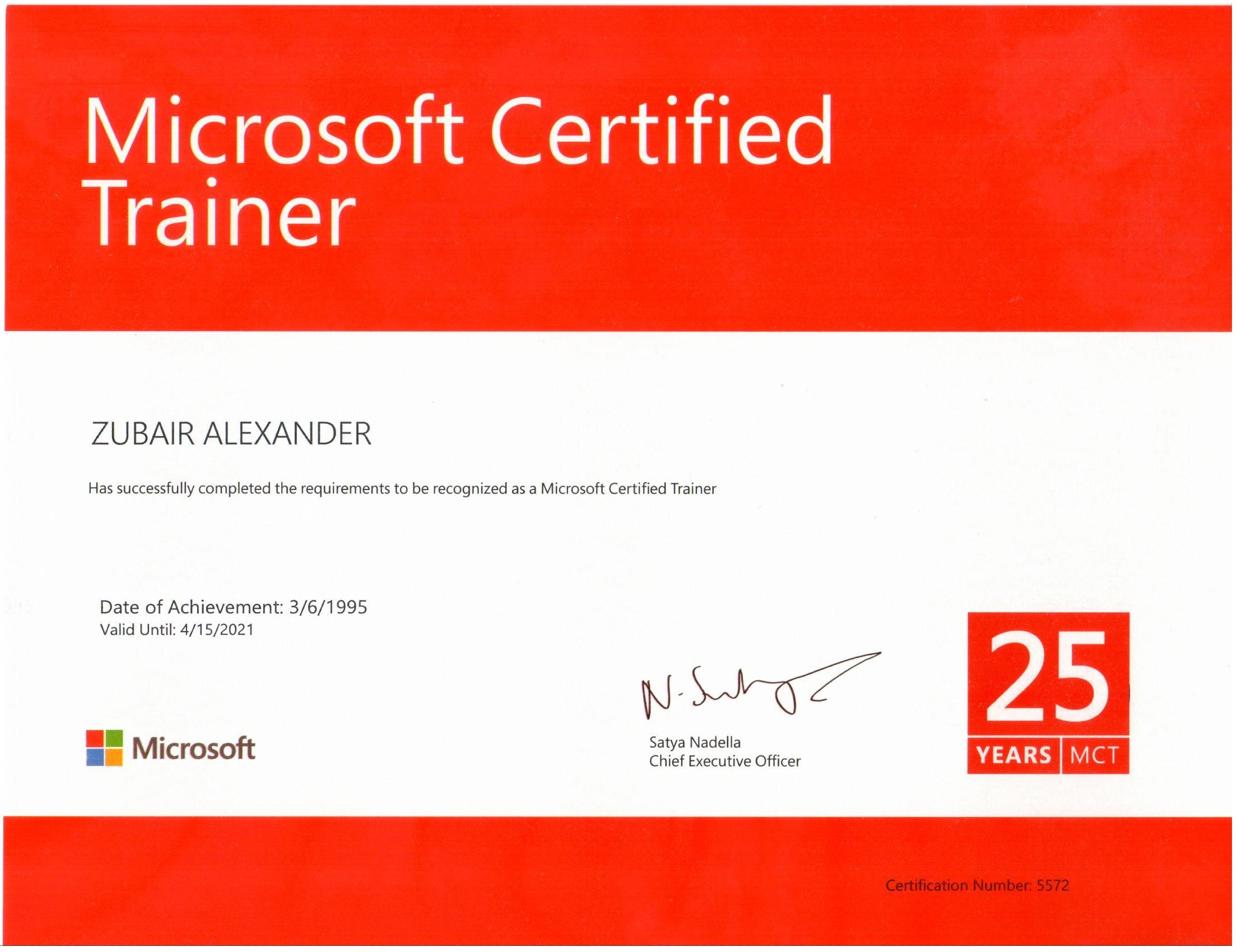 Microsoft Certified Trainer (MCT) for 25 Years
