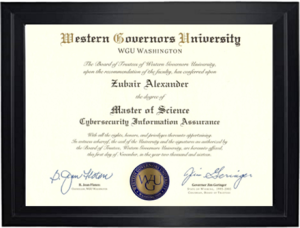 WGU master's degree in Cybersecurity & Information Assurance