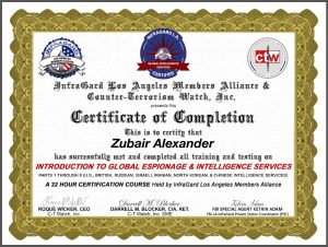 Zubair Alexander - Certificate in Intelligence Studies